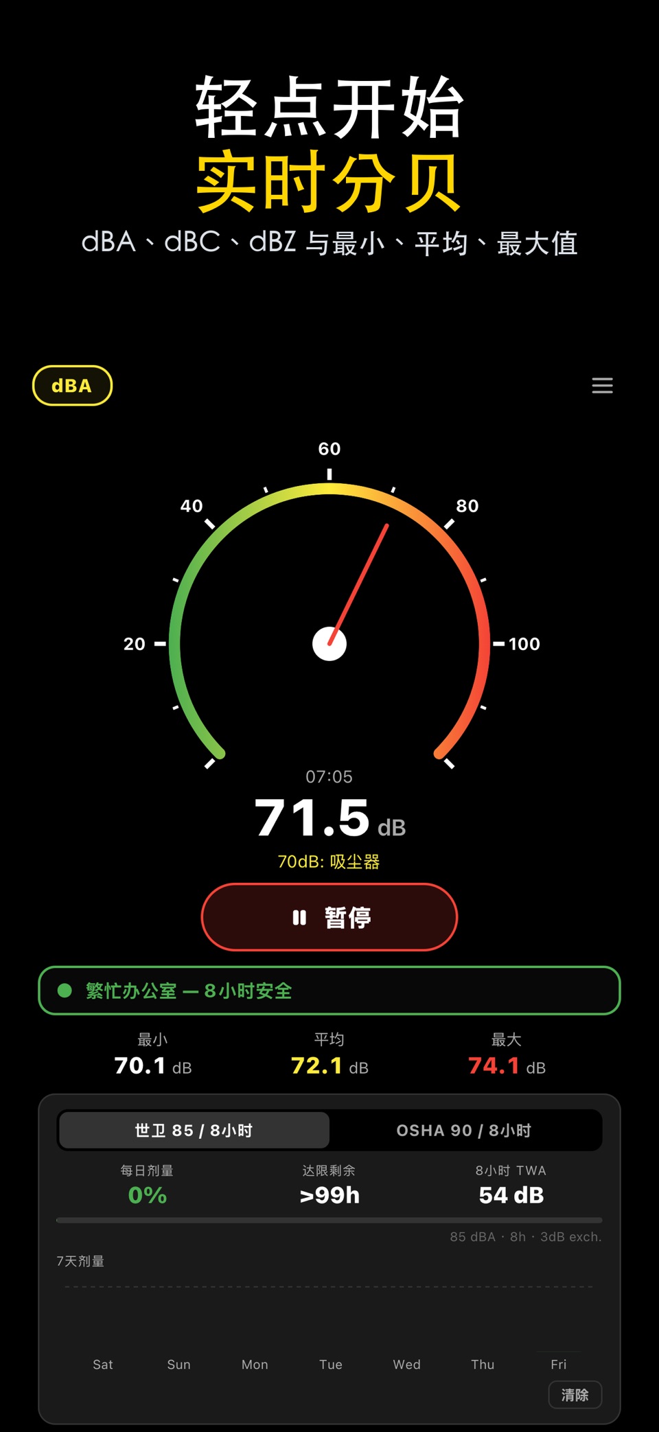 分贝仪: 噪音 dB 测量 · Store screenshots