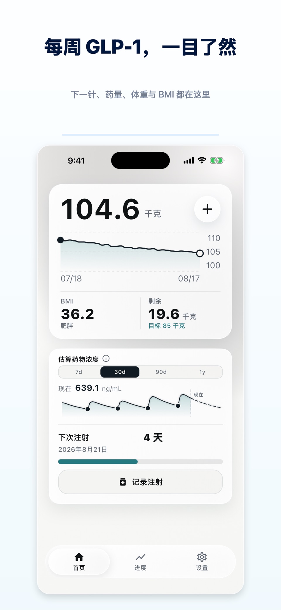 GLP-1 Logbook：注射追踪 · Store screenshots