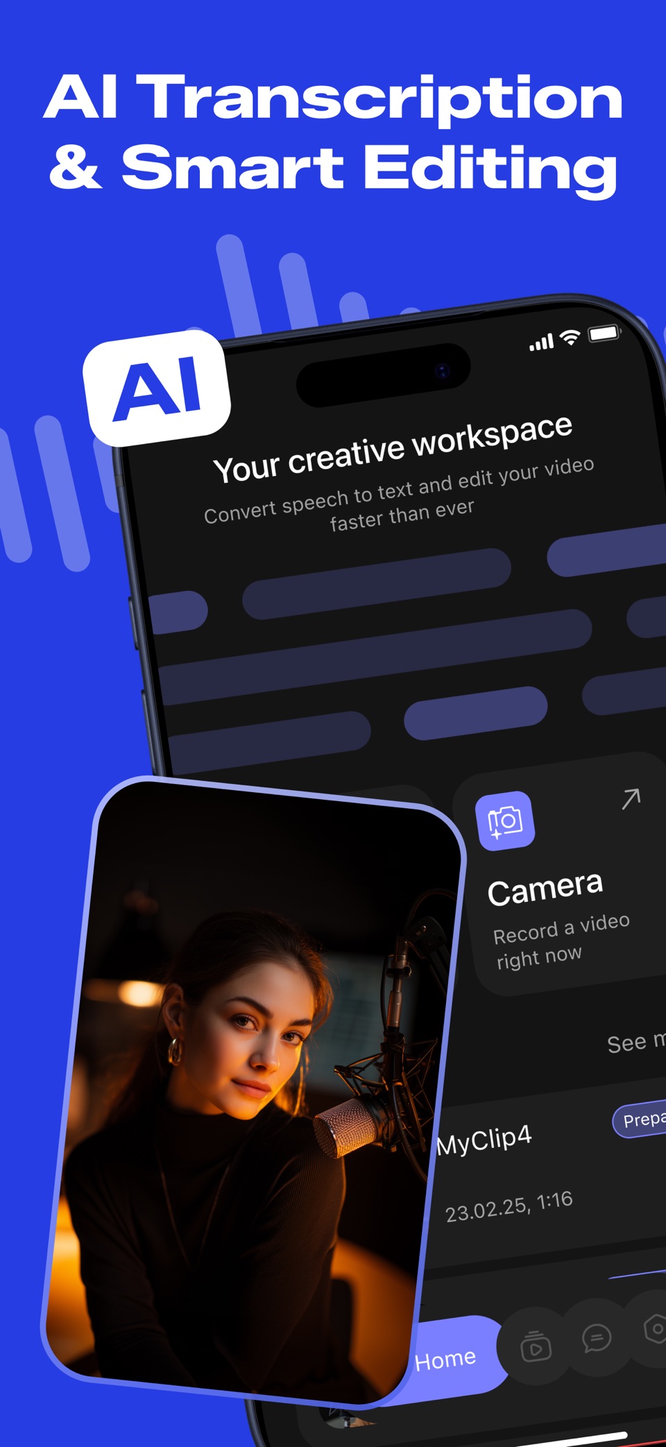 Transcription AI - Smart Edit · Store screenshots