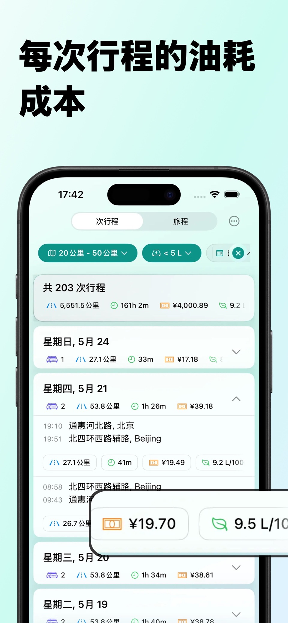 驾驶统计：里程记录、油耗计算、油耗记录、足迹地图、旅行地图 3
