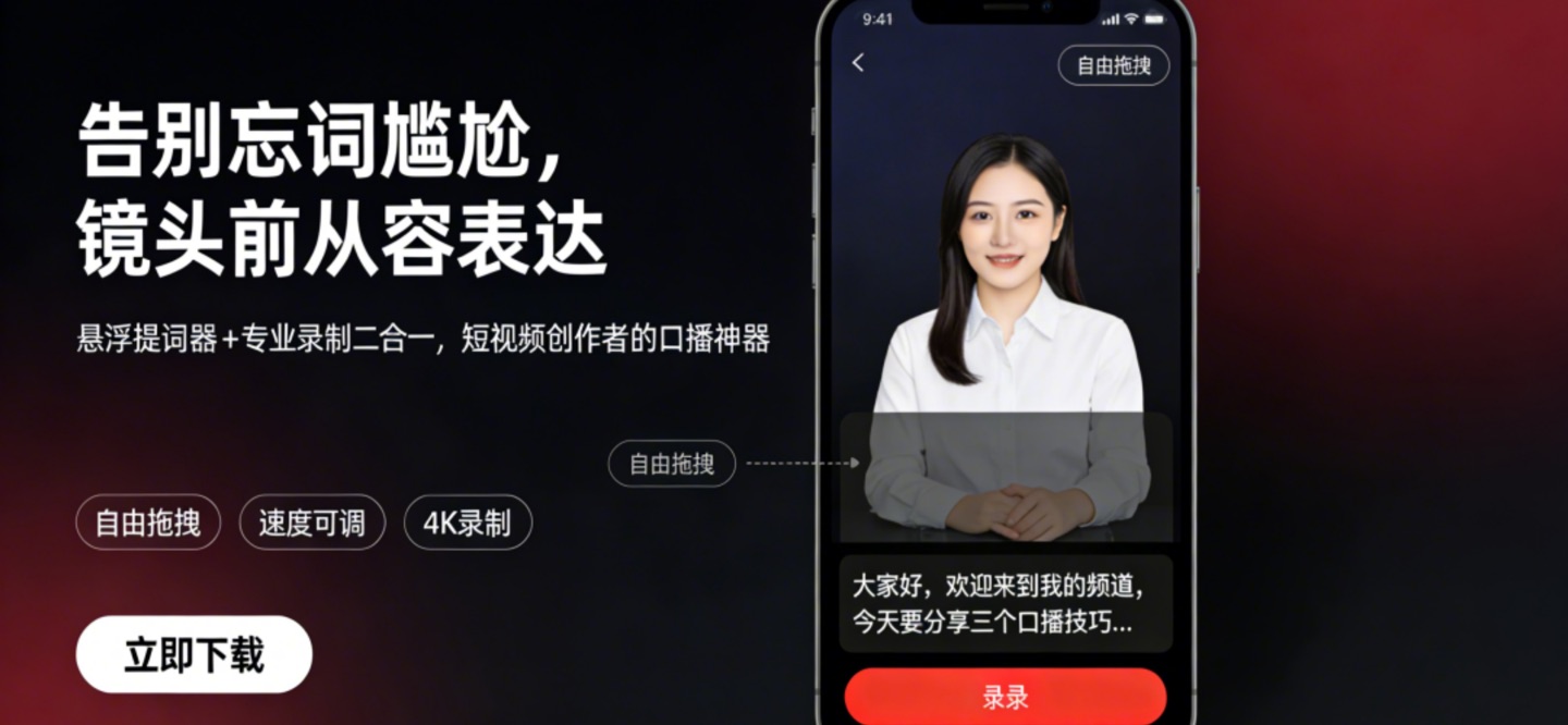 播客提词器-手机直播短视频演讲录屏提示投屏镜像软件神器app 1