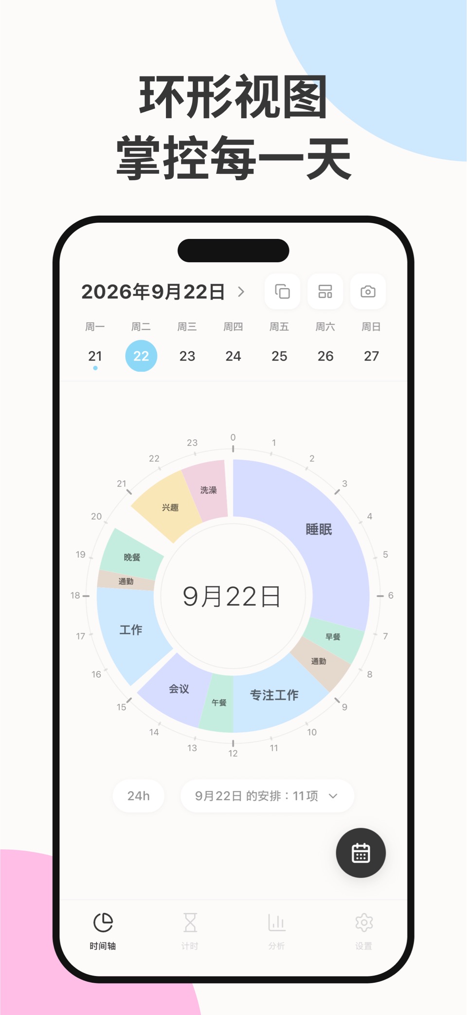 Kurun - 24小时饼图时间管理·日程规划学习计划 · Store screenshots