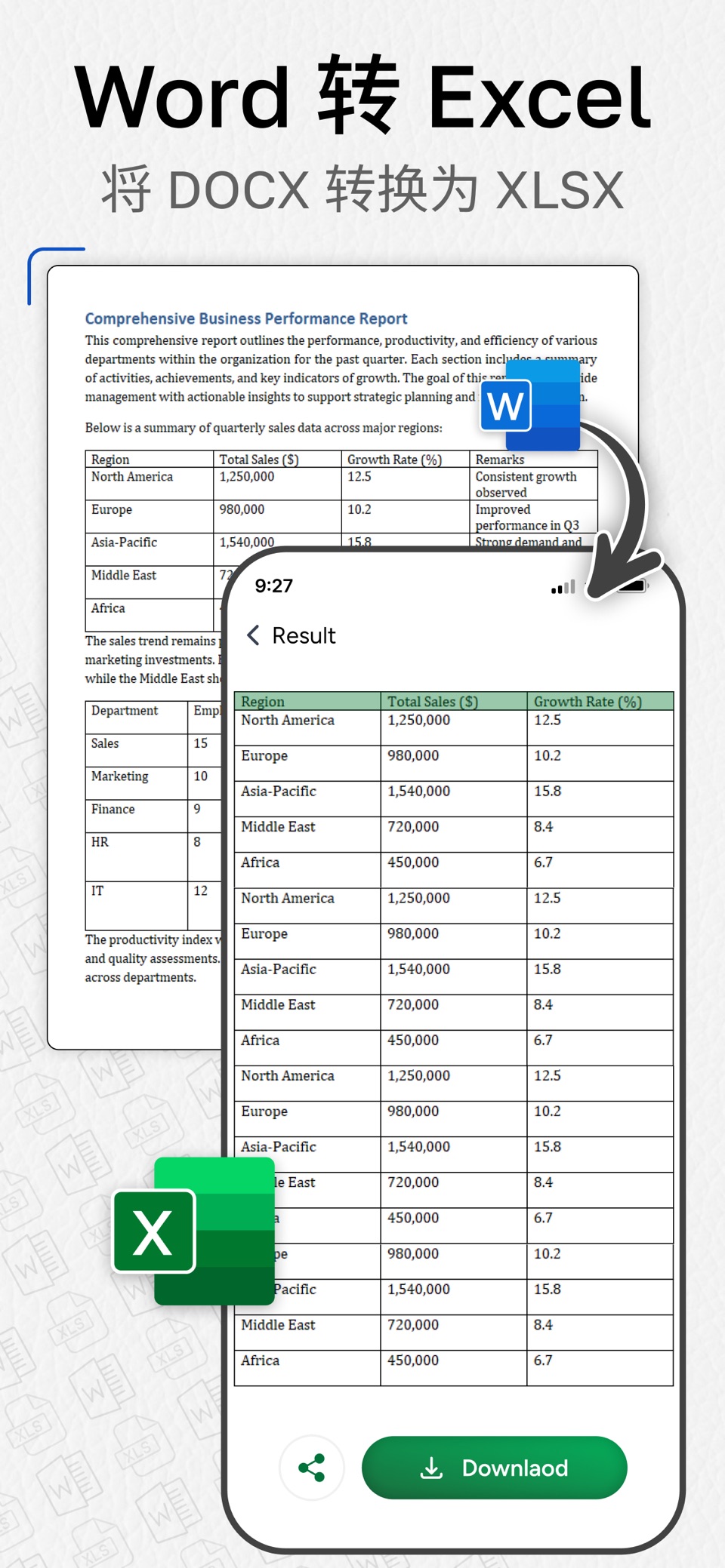 Word 转 Excel 转换器 - DOCX · Store screenshots