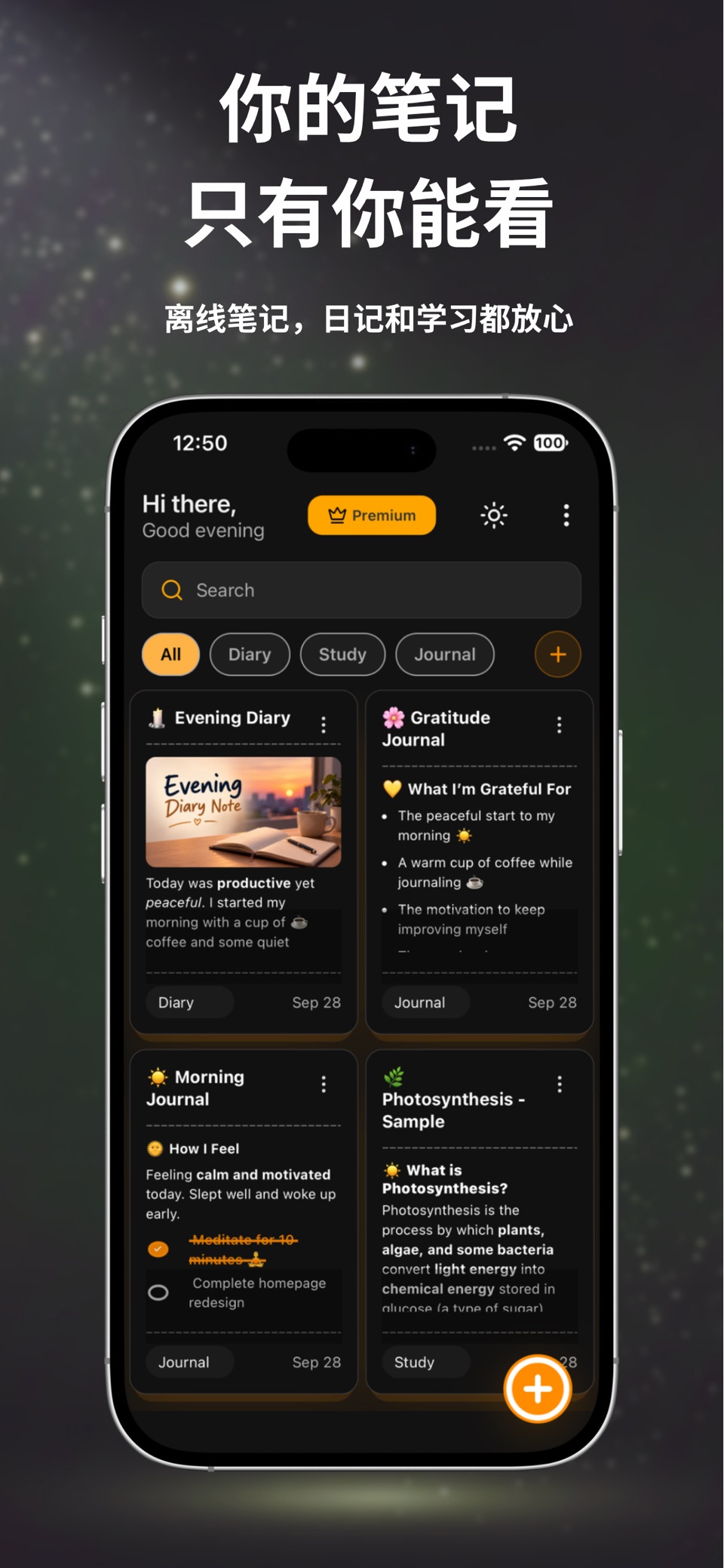 ZyNotes - 隐私笔记、离线日记与私人带锁笔记本 · Store screenshots