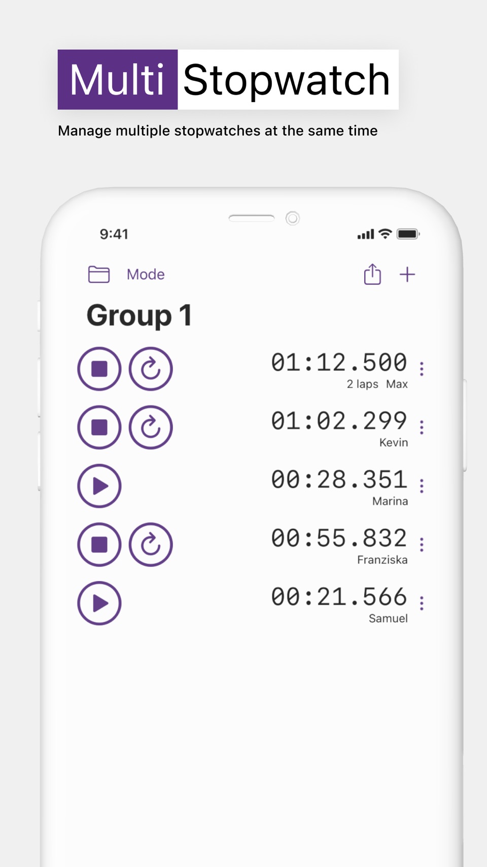 Multi-Stopwatch · Store screenshots