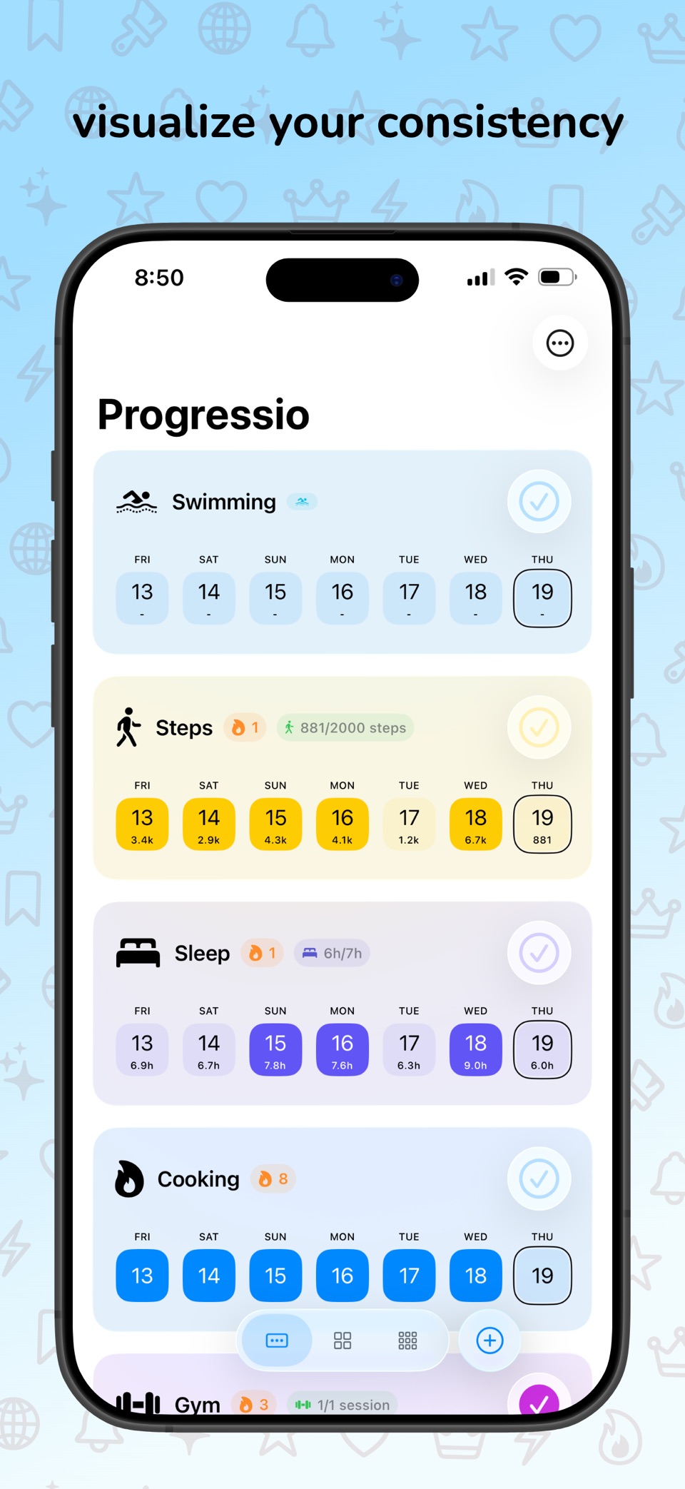 Progressio: 习惯追踪器 · Store screenshots