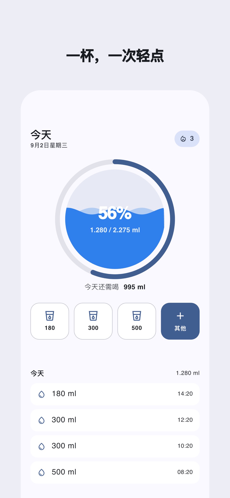 喝水提醒:每日饮水记录 · Store screenshots