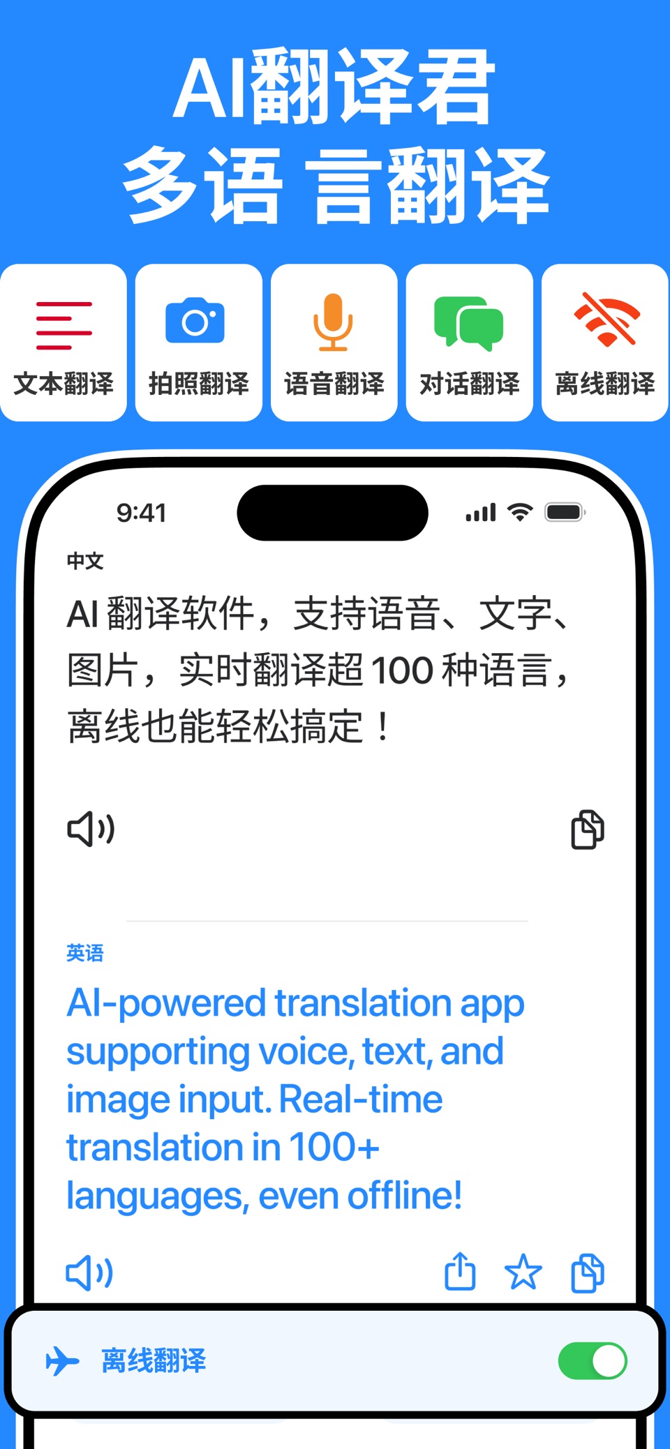 AI 翻译软件：拍照，语音，文本翻译 · Store screenshots