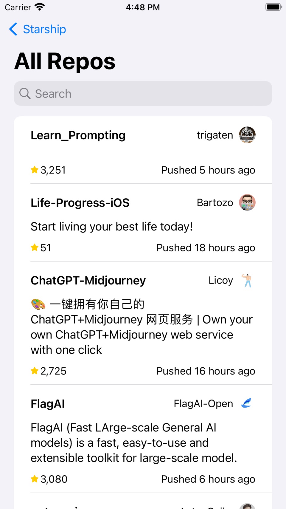 Starship - GitHub 标签分类管理收藏代码仓库 2
