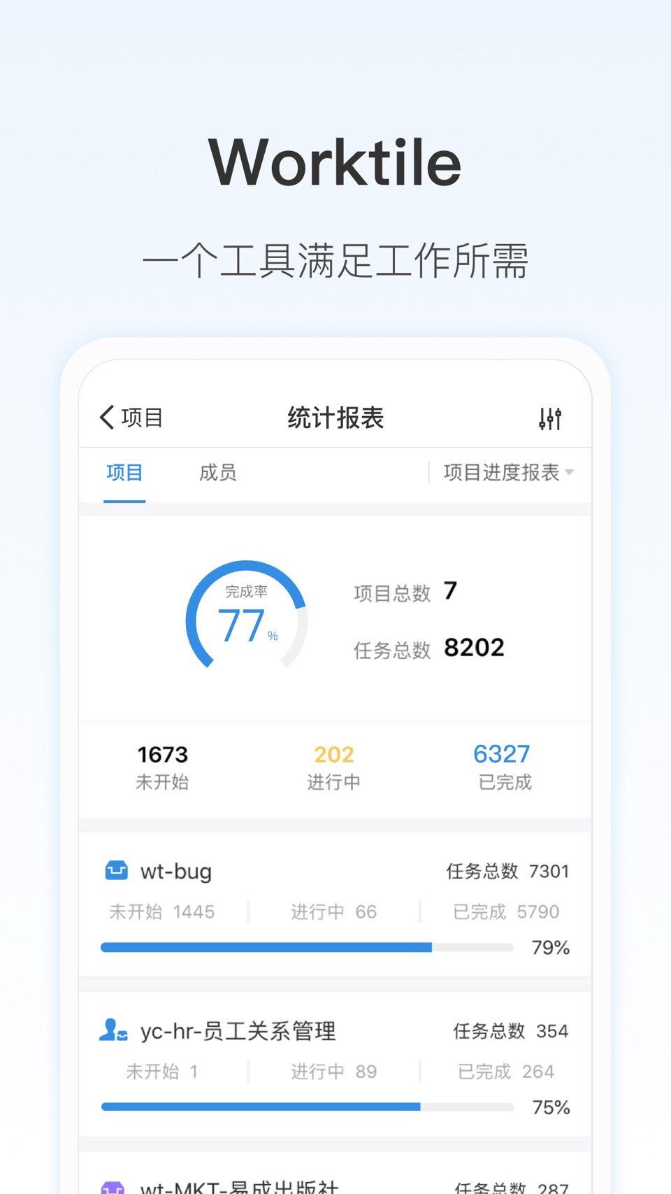 Worktile-企业项目协作与目标管理工具 · Store screenshots