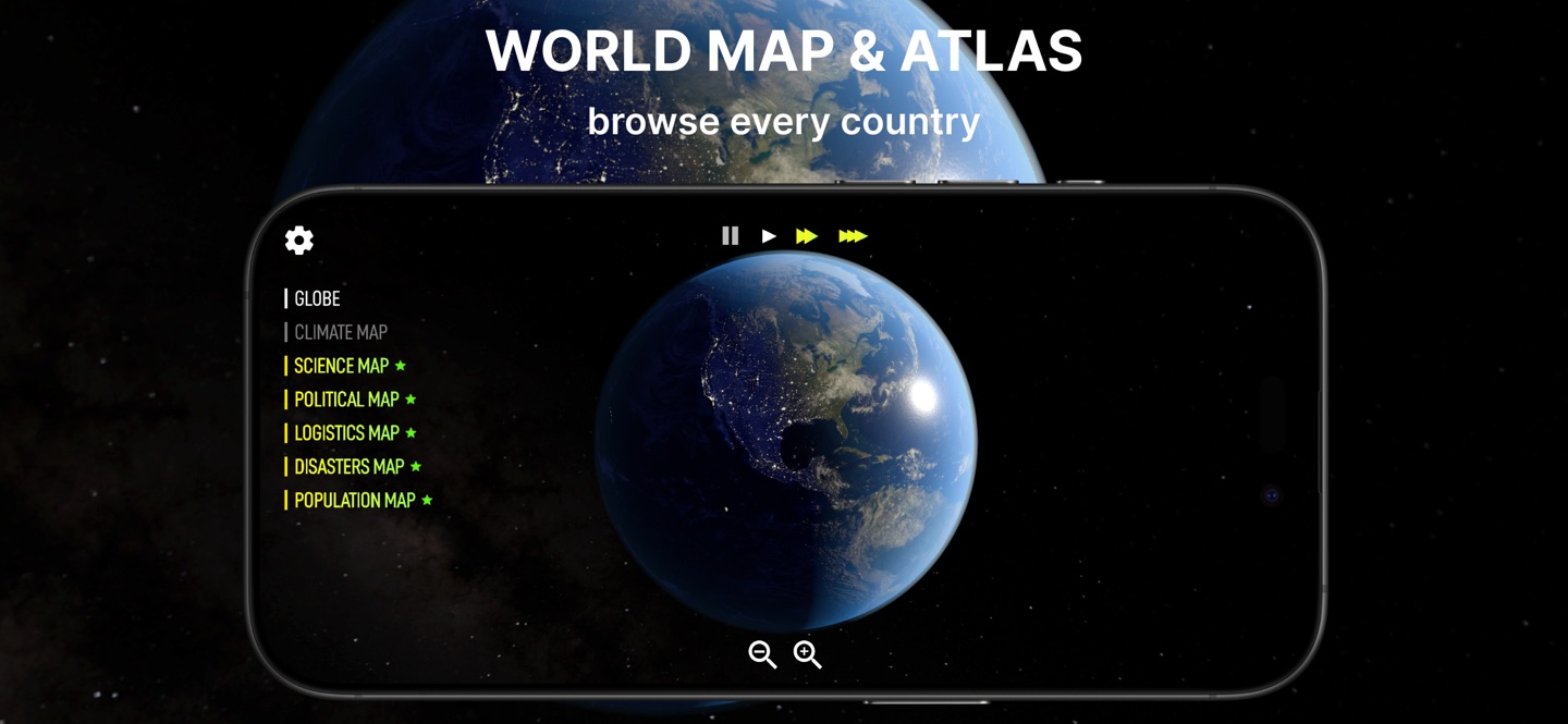 互动地球模型3D：地球仪和卫星地图 2