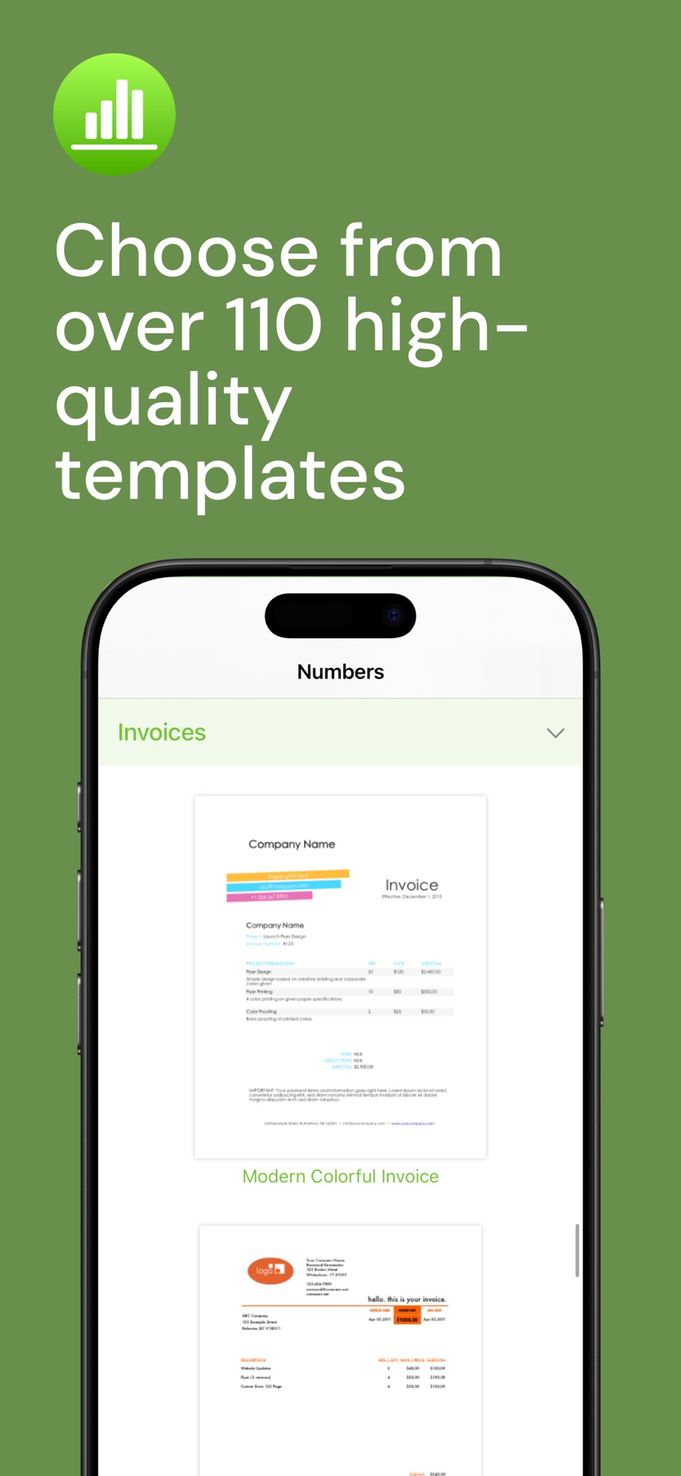 适用于 Numbers 的专业模板 · Store screenshots