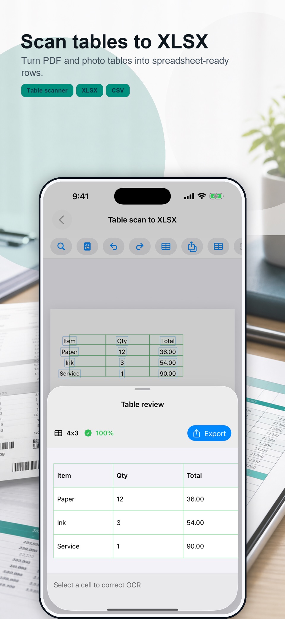 Tablo 表格识别 图片PDF转XLS · Store screenshots