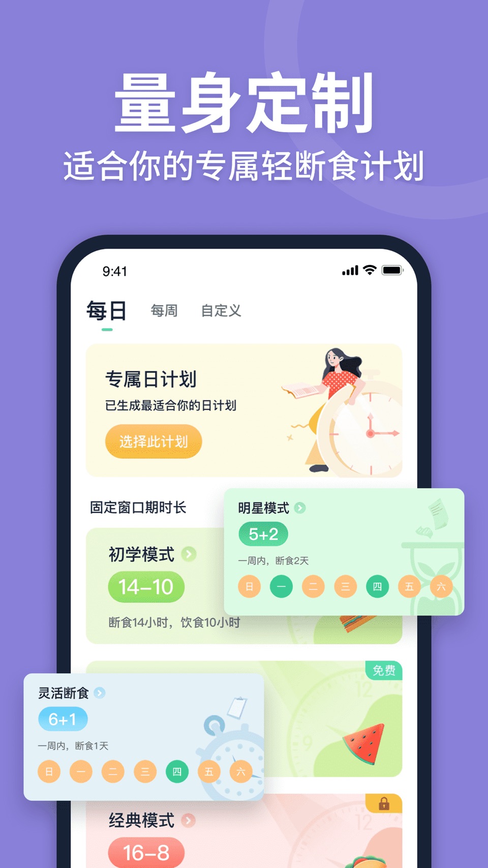 fasting轻断食-健康食谱计划、热量查询、喝水提醒 2