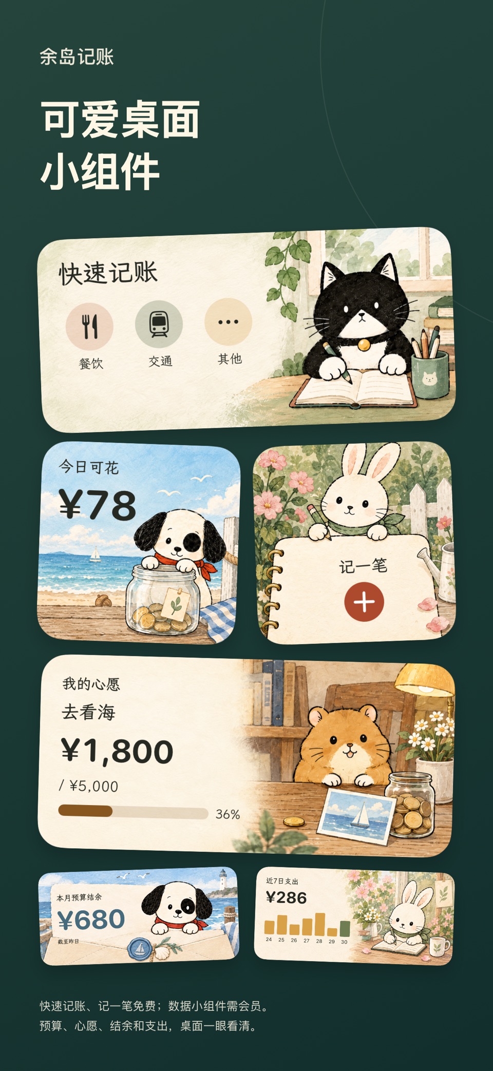 余岛记账-可爱萌宠陪你省钱存钱，日常收支账本与预算储蓄心愿簿 2