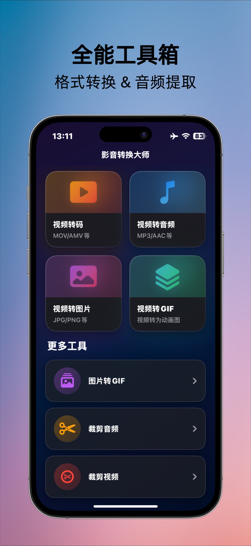 视频转换大师 - 从视频中提取音频MP3 & 视频转换剪辑 · Store screenshots