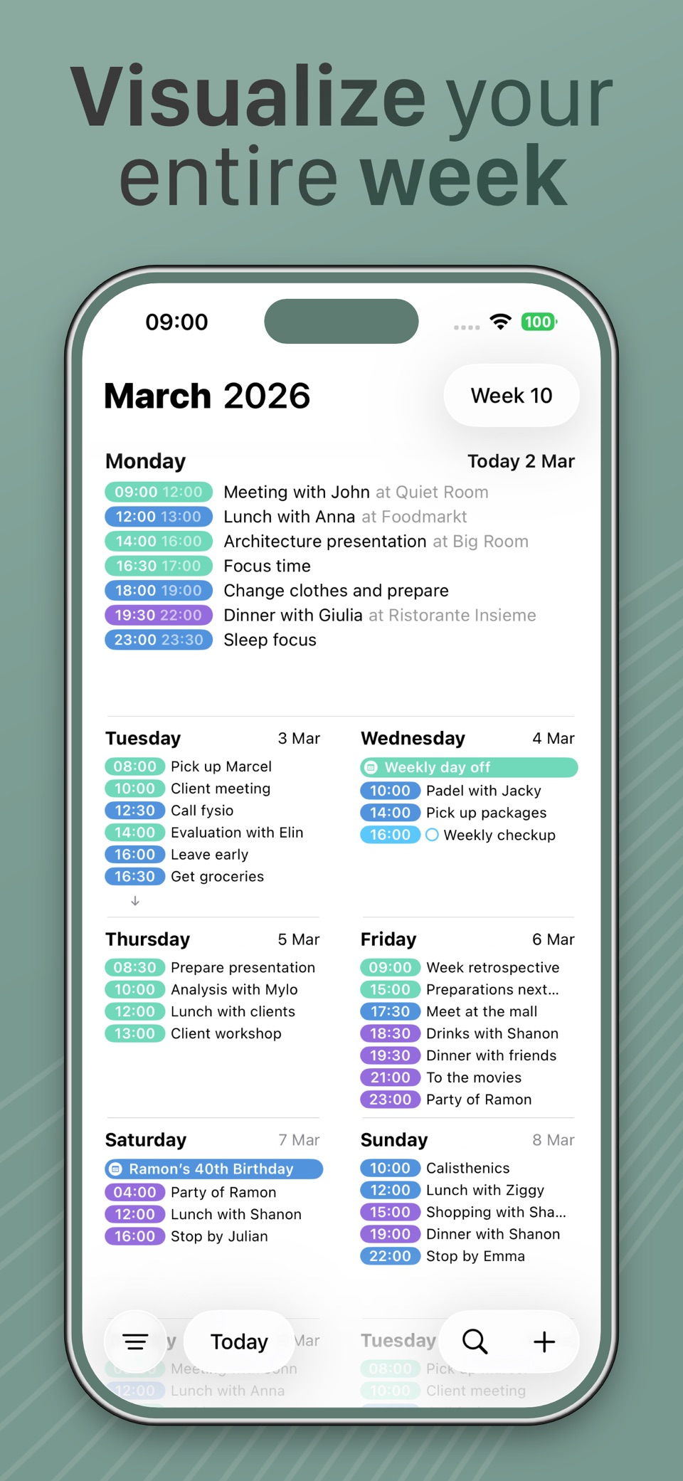 Agendo Week Calendar · Store screenshots