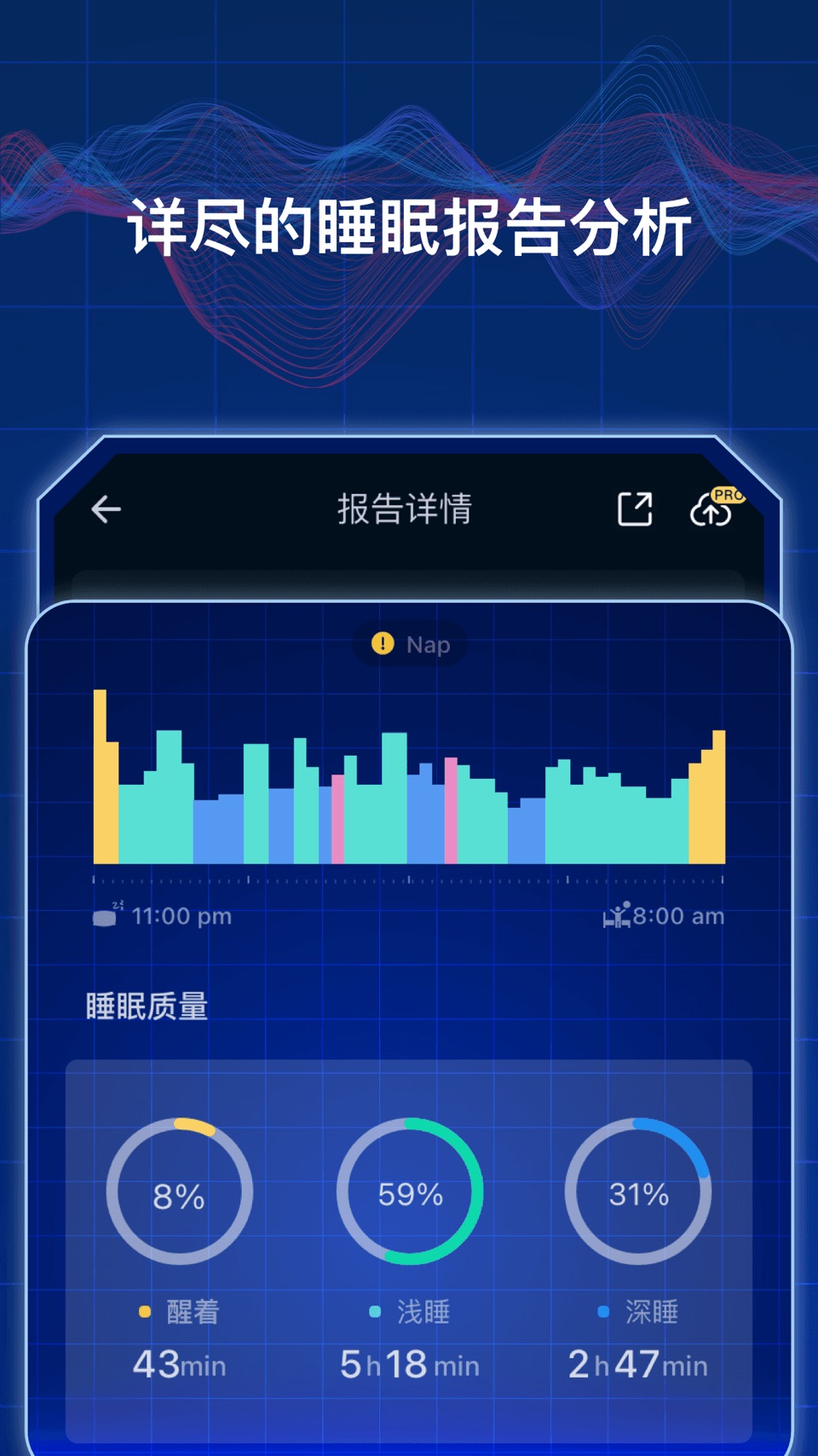 睡眠监测：白噪音冥想助眠睡觉记录，梦话录音鼾声呼噜检测 3