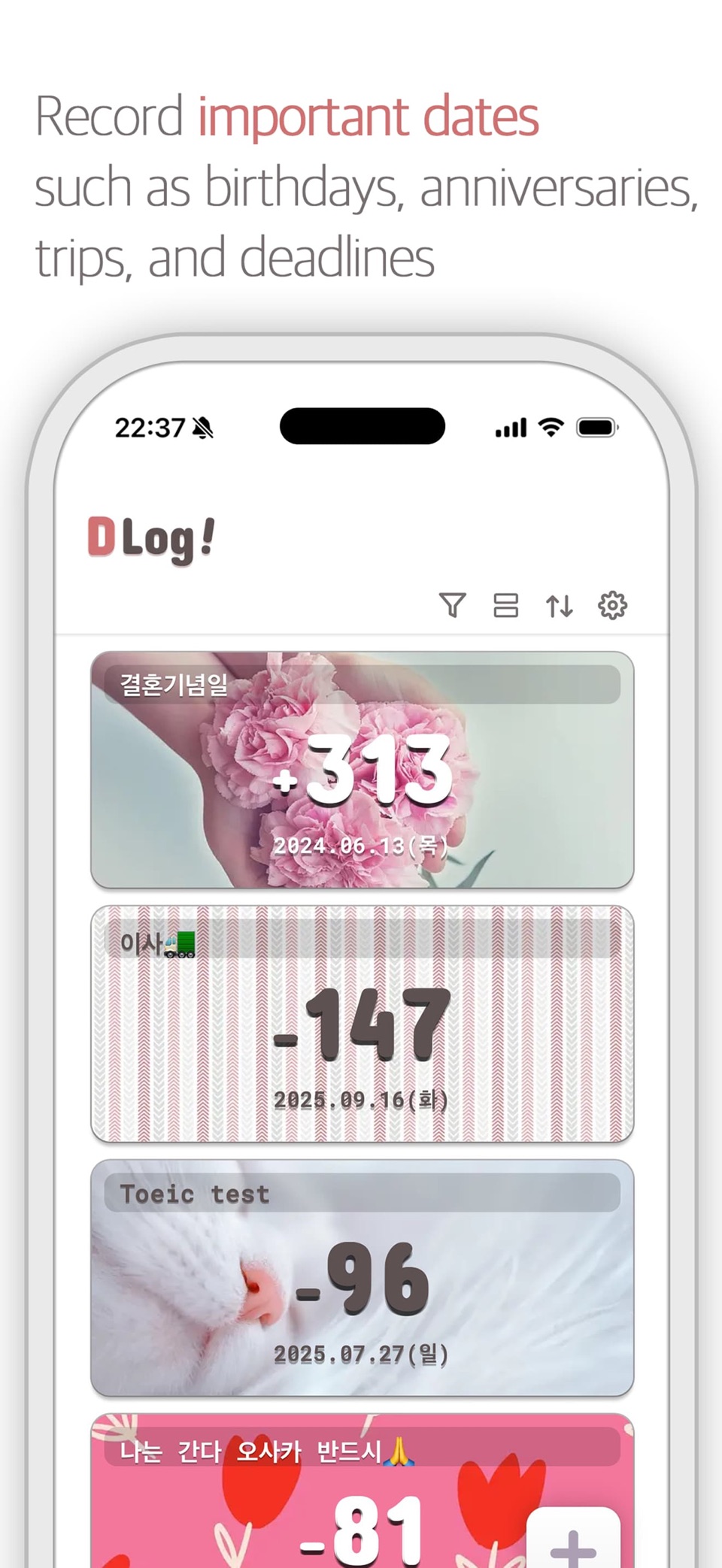 DLog! - 天数日志、倒计时 · Store screenshots
