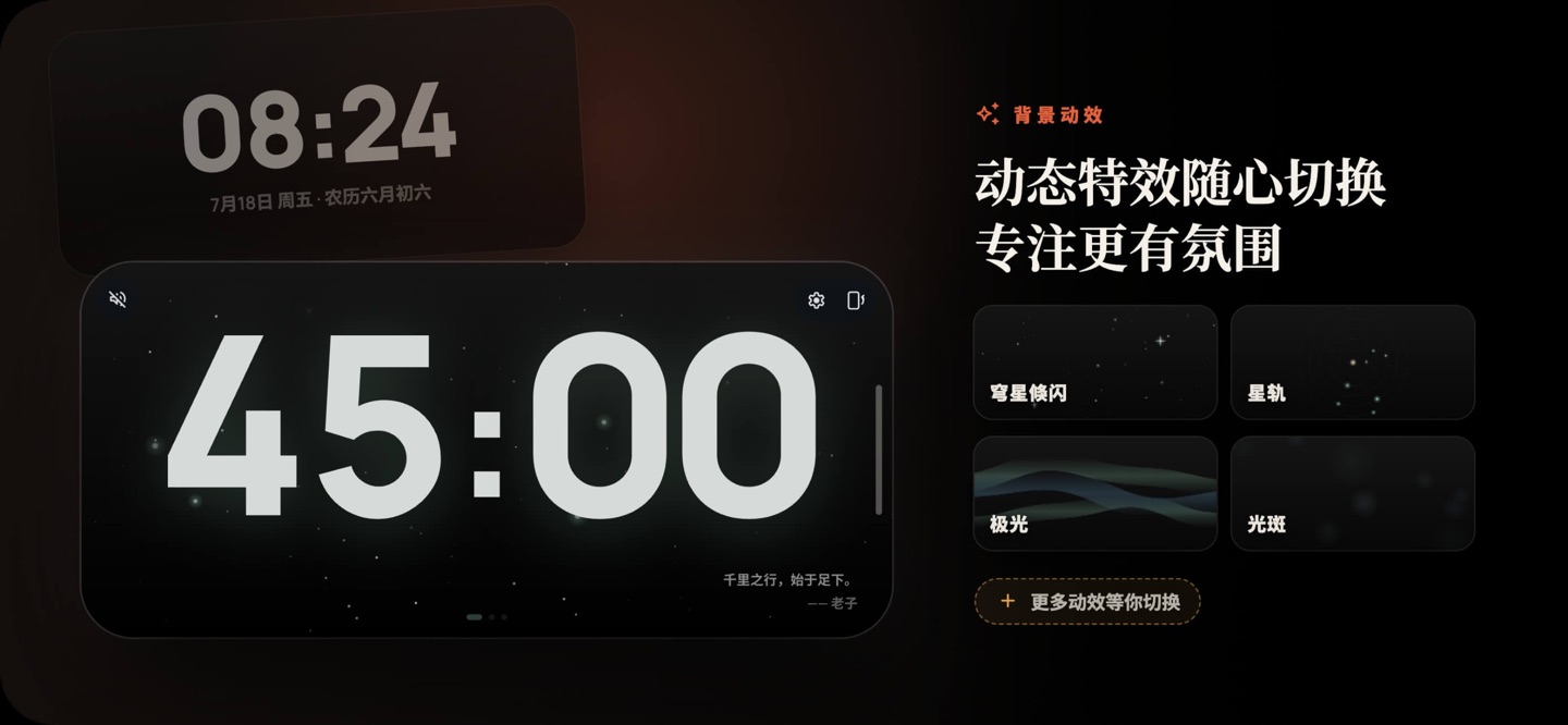 专注时钟 - 番茄钟与白噪音 · Store screenshots