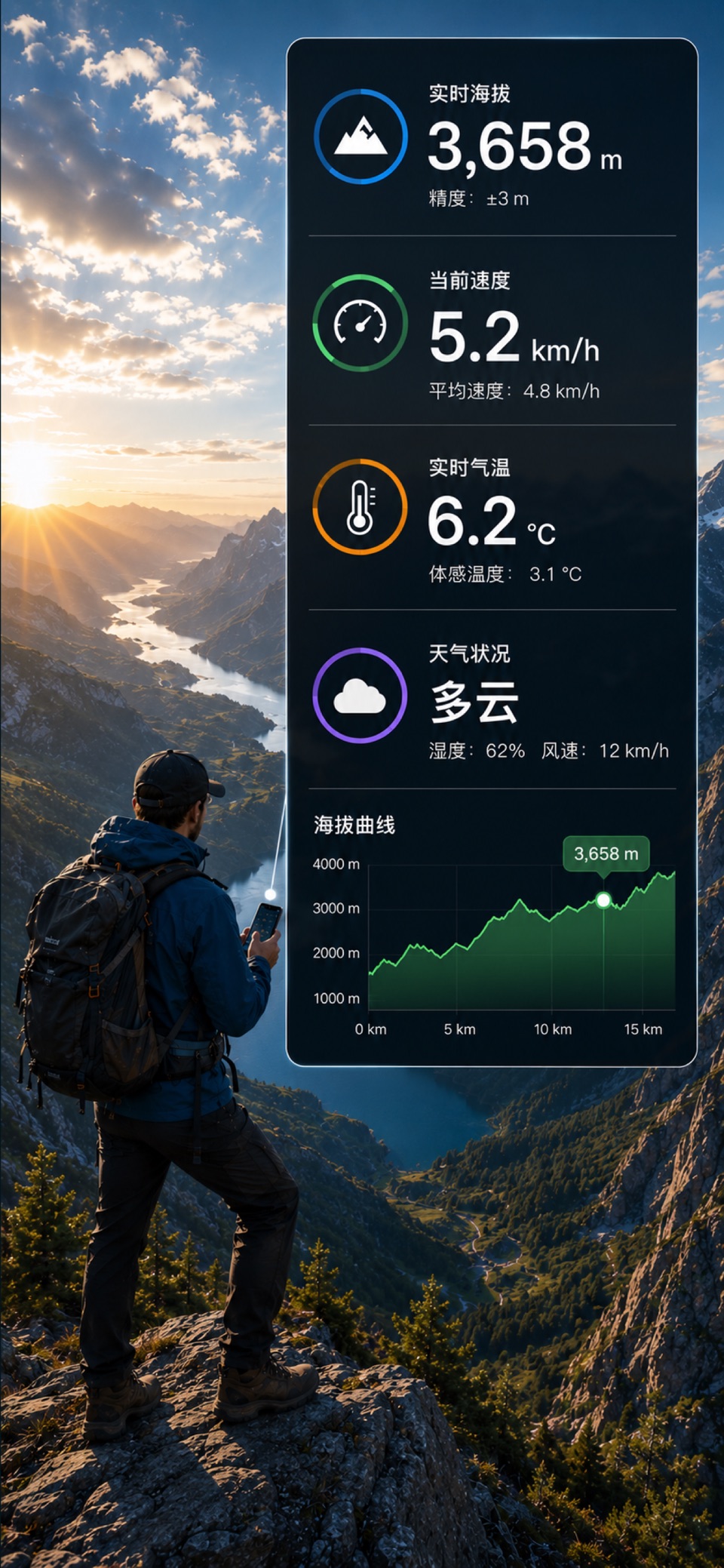 指南针-海拔测量仪实时高度GPS经纬度定位 · Store screenshots