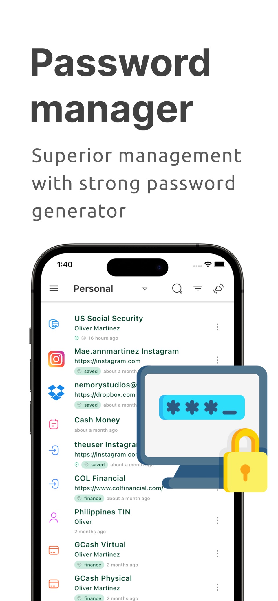加密密码管理: Liso · Store screenshots