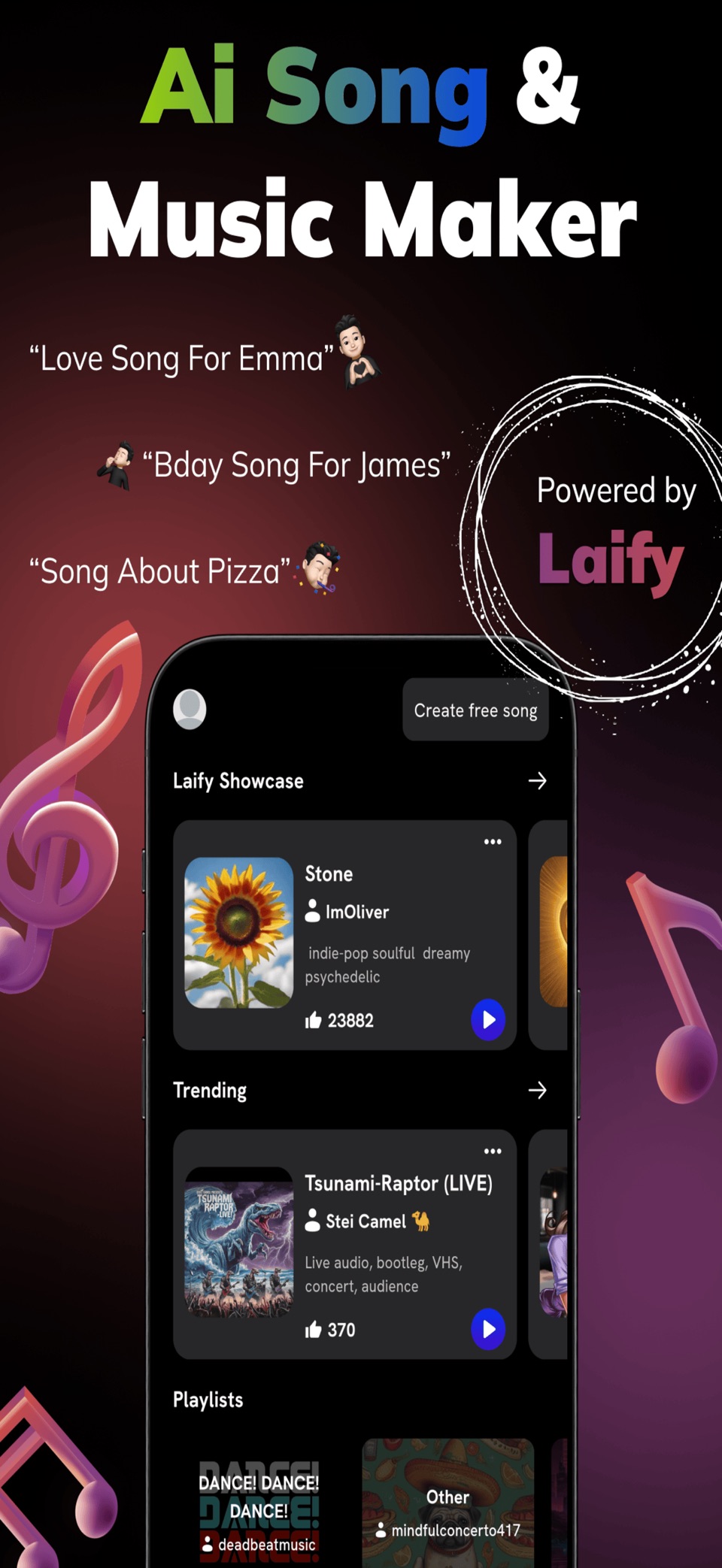 Laify: AI音乐与歌曲制作器 · Store screenshots