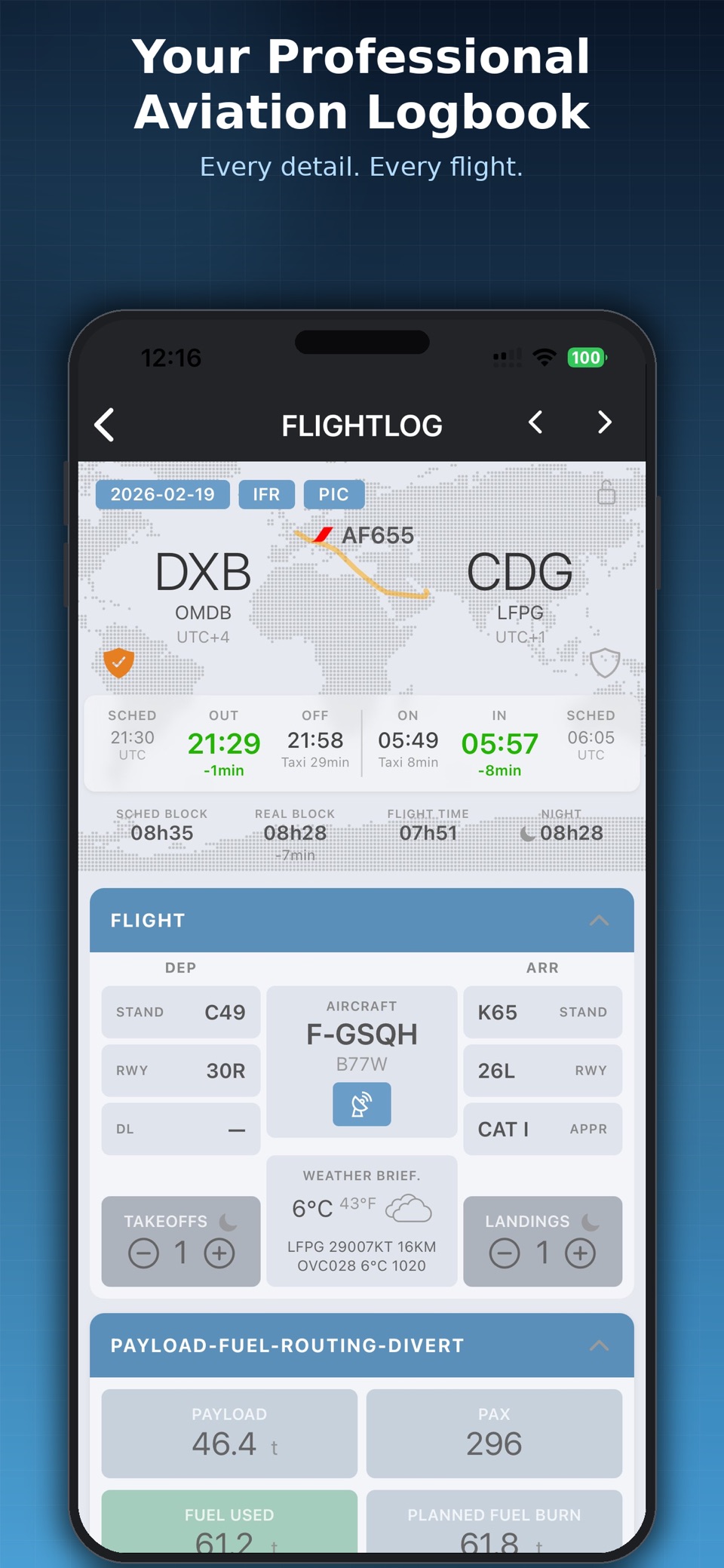FlightLog App · Store screenshots
