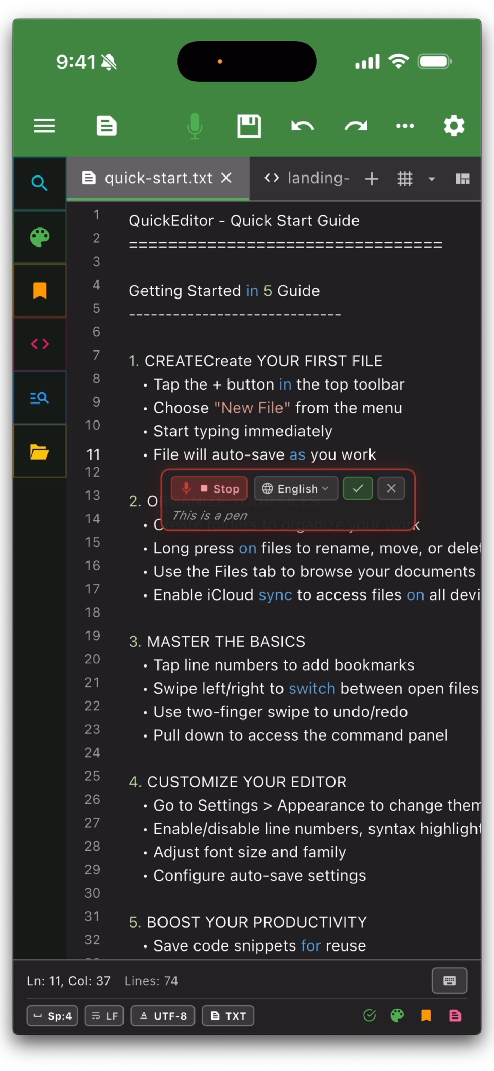 QuickEditor - Text & Code · Store screenshots