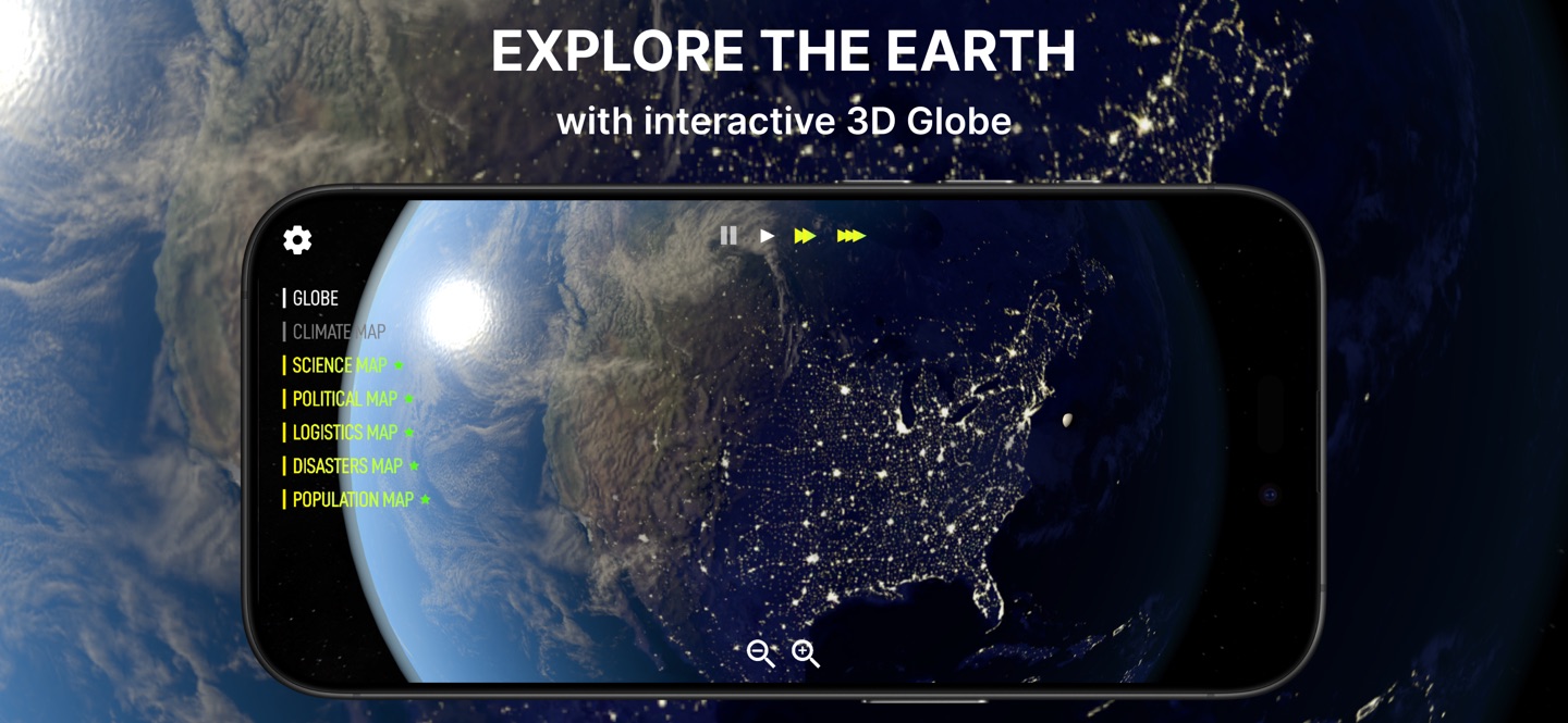 互动地球模型3D：地球仪和卫星地图 1