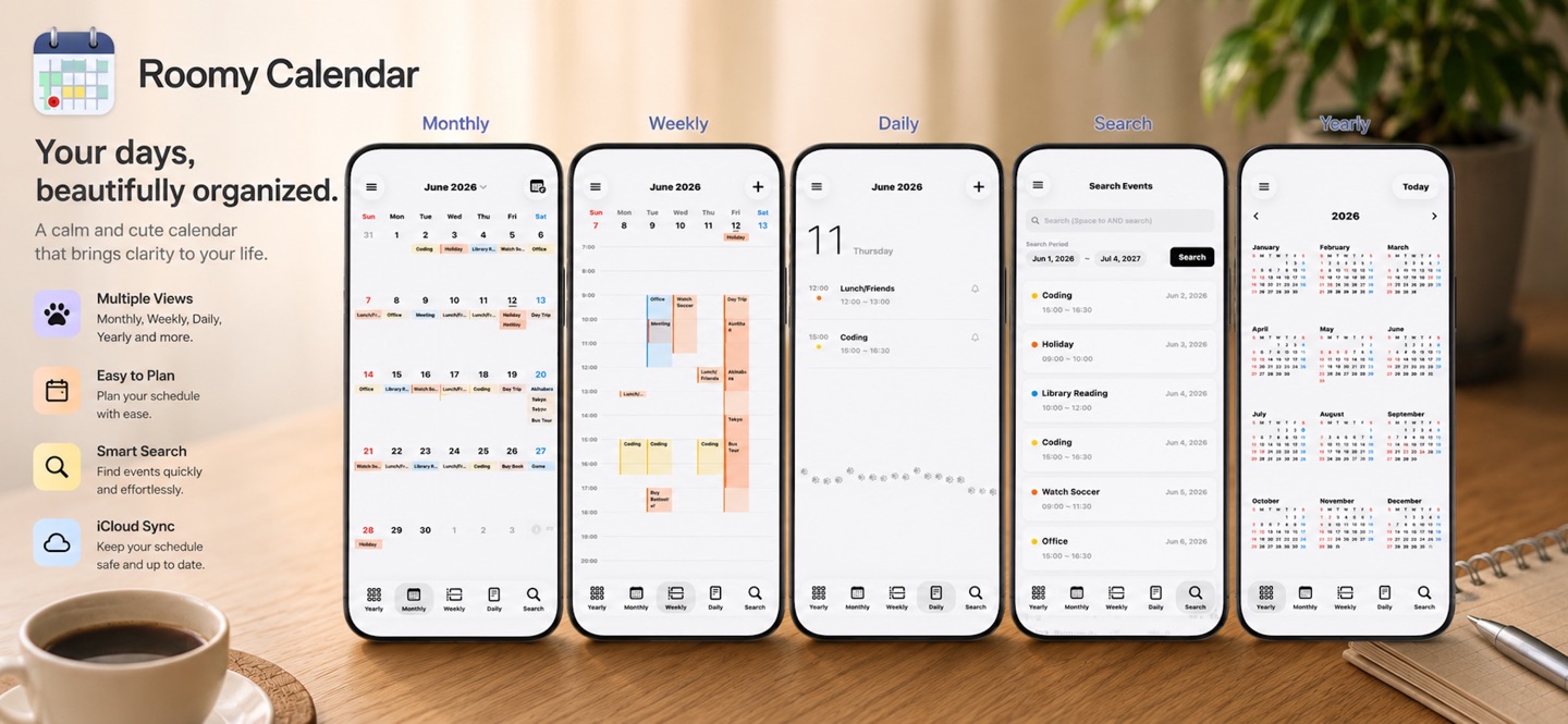Roomy Calendar - 简洁实用的日程管理日历 2