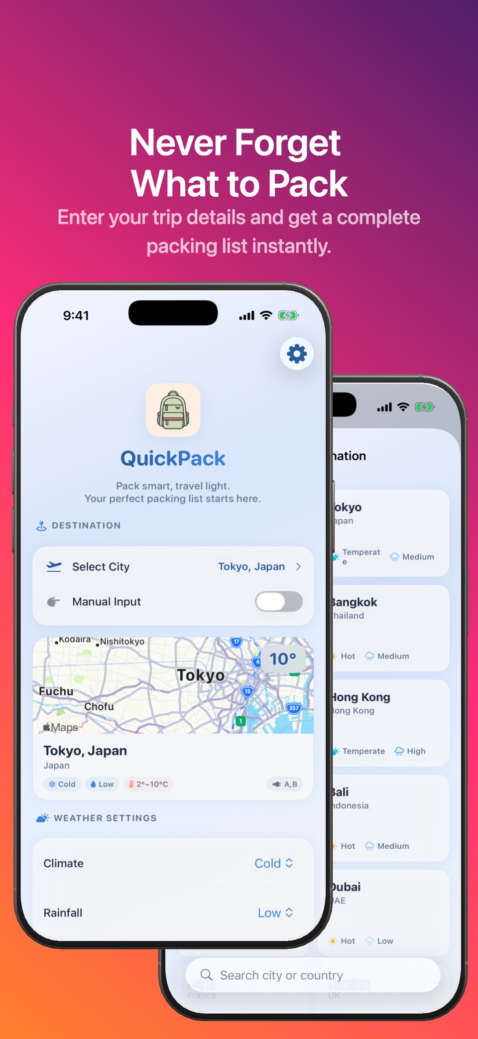 QuickPack: 行李清单 · Store screenshots