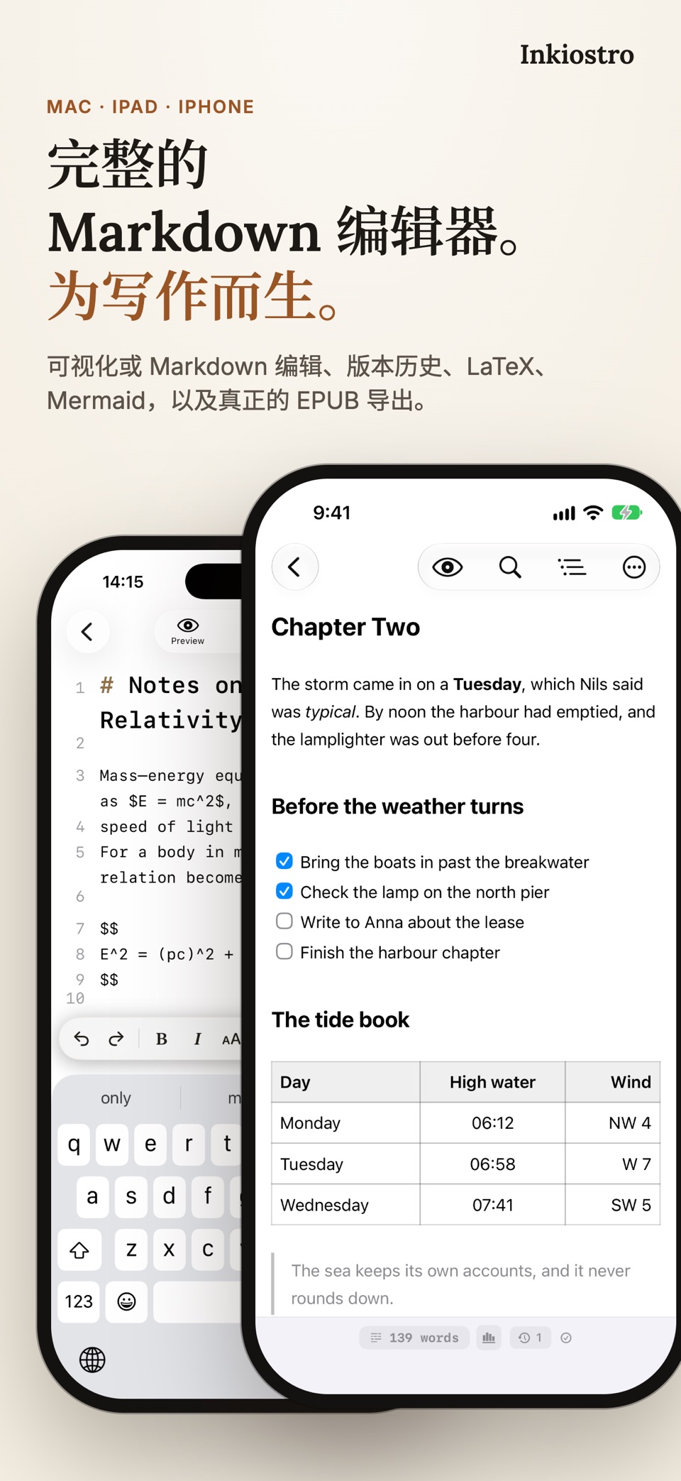 Inkiostro: Markdown 文本编辑器 · Store screenshots