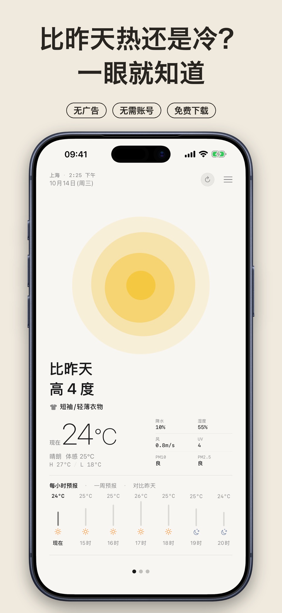 比昨天: 更冷？更热？天气App · Store screenshots