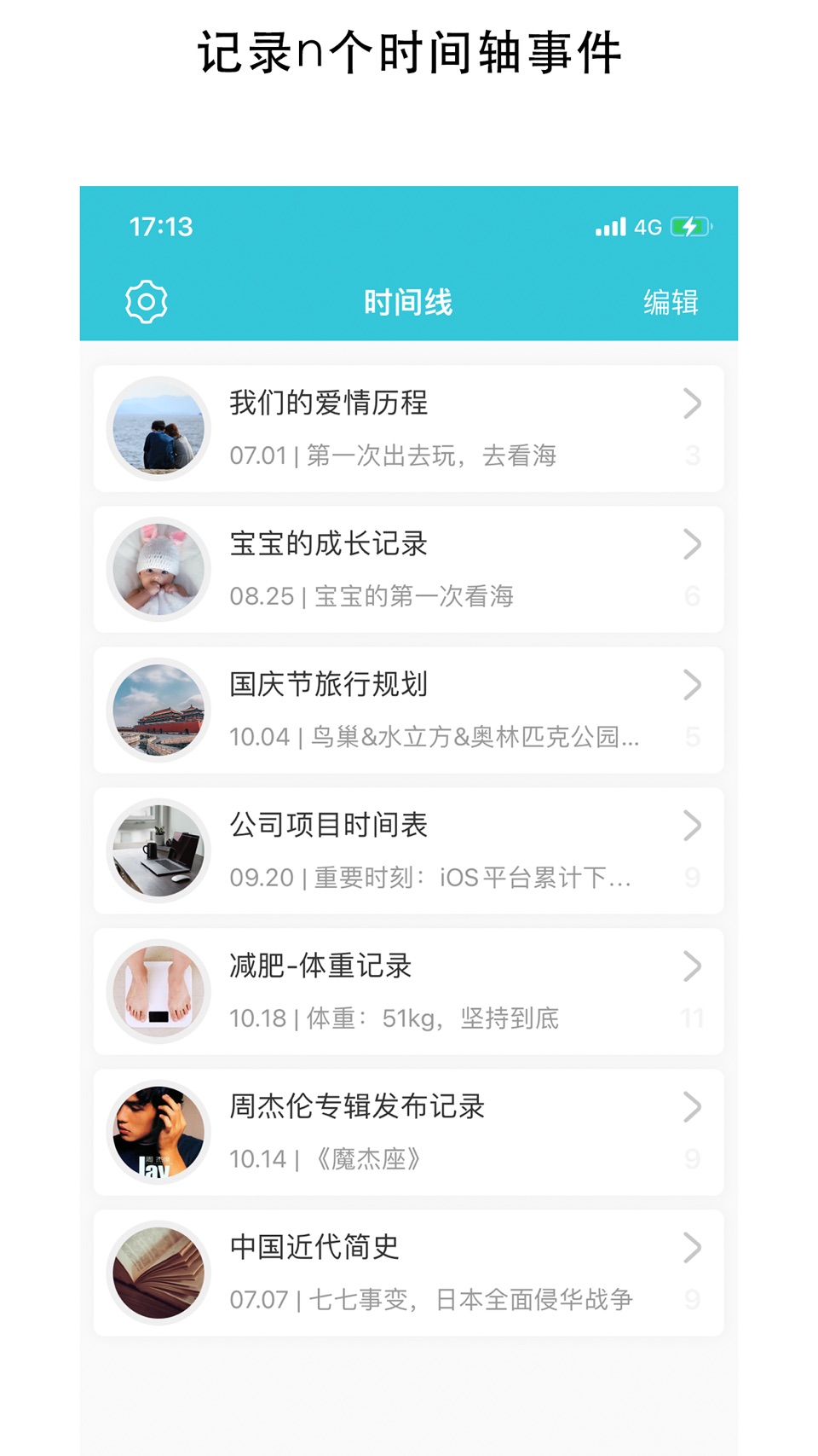 时间线-规划或记录生活工作的大小事情、时光节点回忆录 · Store screenshots
