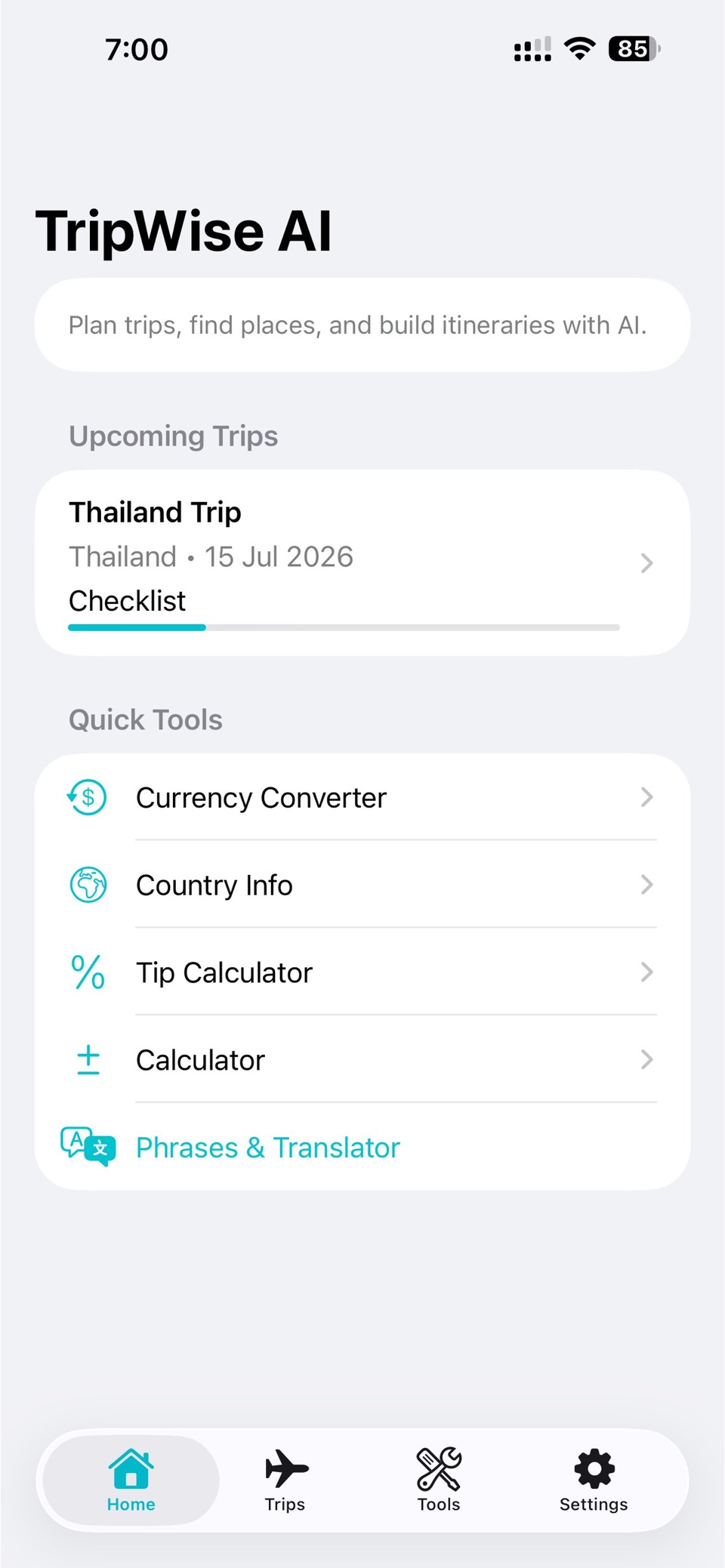 TripWise AI 旅行规划 · Store screenshots