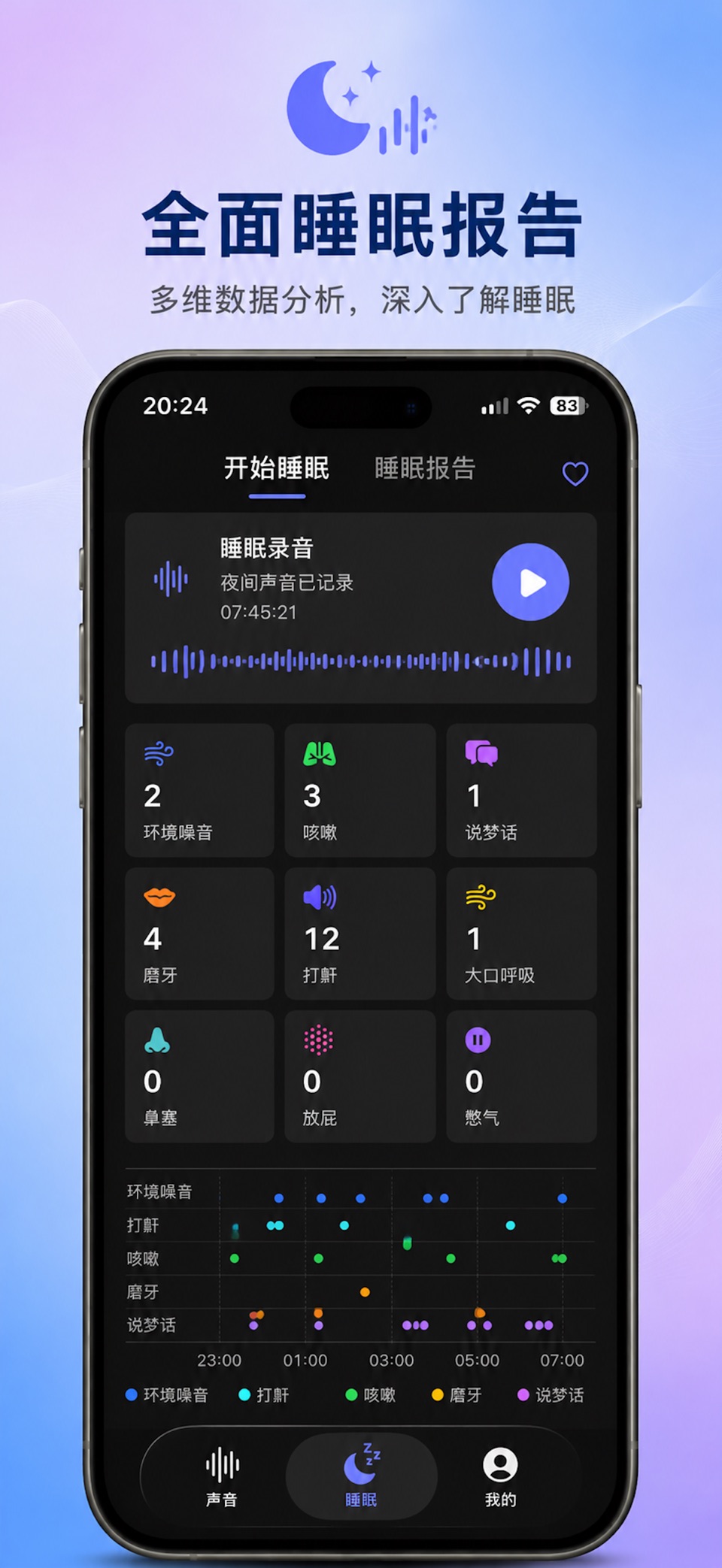 时光睡眠-打鼾磨牙咳嗽睡眠声音监测 3