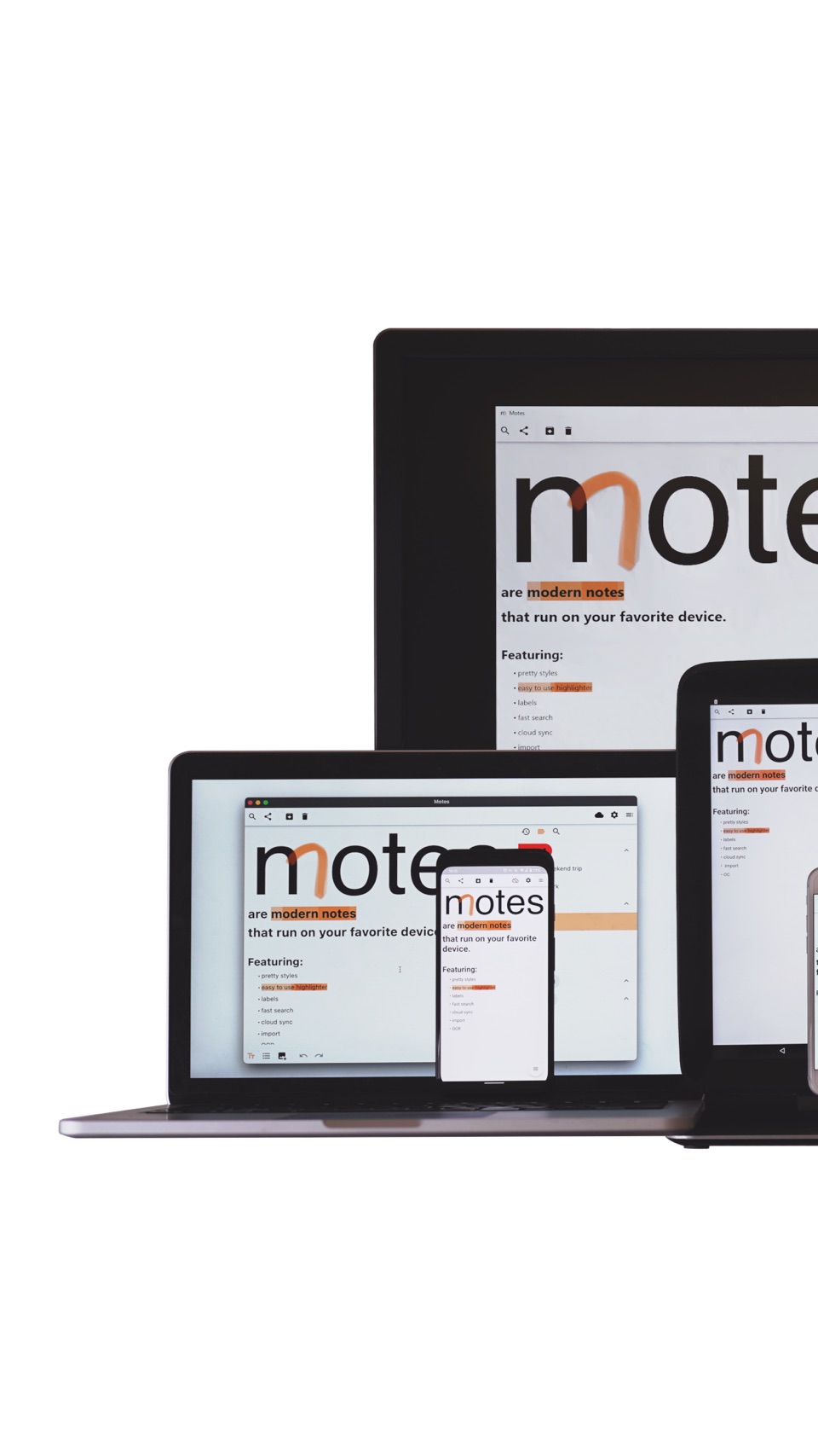 Motes - modern notes · Store screenshots