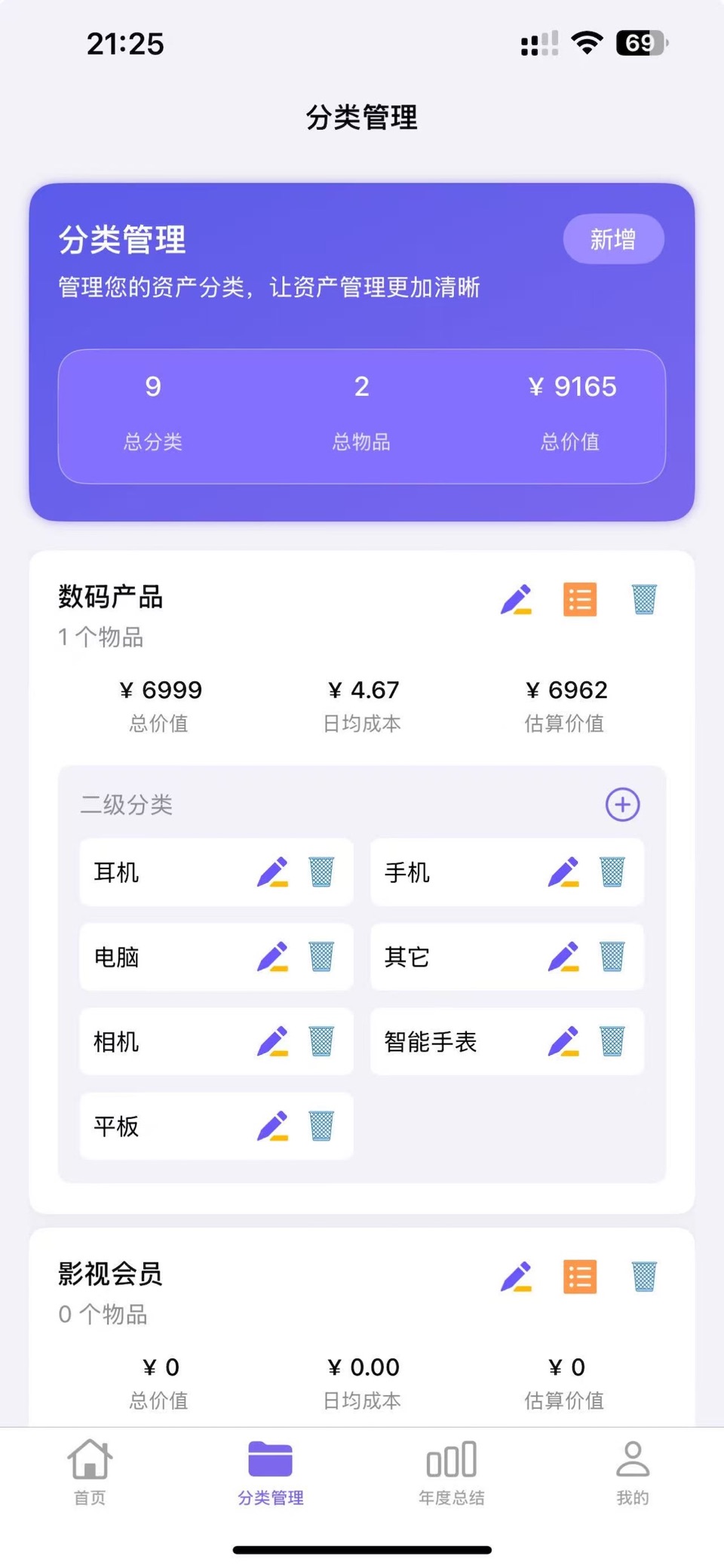 物品记录-资产统计 成本费用分析 收纳整理清单 拒绝冲动消费 2
